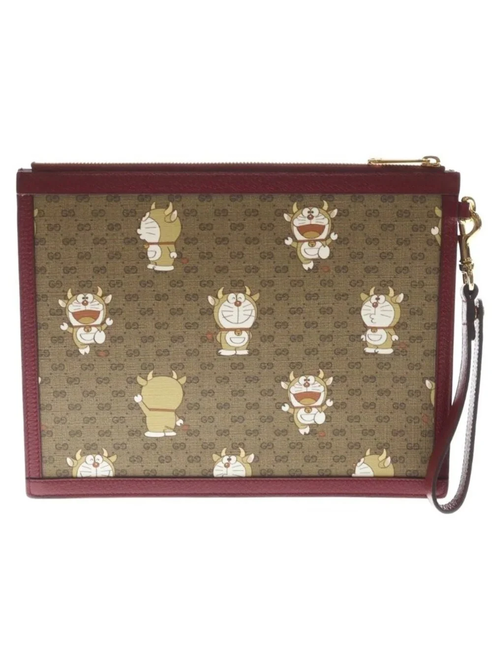 Gucci Doraemon Mini GG Supreme Canvas Clutch Brown